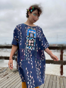 a nature preserve in outer space / Juniper Dress (w/ pockets) / one-of-a-kind / collaged