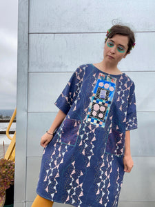 a nature preserve in outer space / Juniper Dress (w/ pockets) / one-of-a-kind / collaged