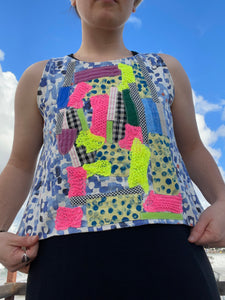 Garden in the Sky / Isabella Tank / 1-of-a-kind / hand-painted + collaged