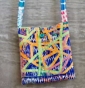 A Sam Juliana Bag / one-of-a-kind / collaged, hand-painted & hand-embroidered