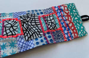Wrist-Cuff / one-of-a-kind / collaged, hand-painted, & embroidered