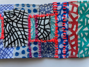 Wrist-Cuff / one-of-a-kind / collaged, hand-painted, & embroidered