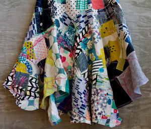 A Garden of Colors / Bianca Skirt / one-of-a-kind / collaged / waist size 27.5"-37.5"