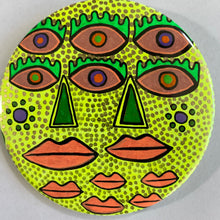 6 Eyes & 2 Green Noses / ART PIN / one-of-a-kind & hand-painted