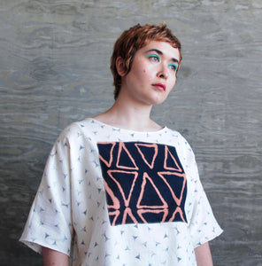Polygons in Paris / Juniper Tee / one-of-a-kind / hand-painted